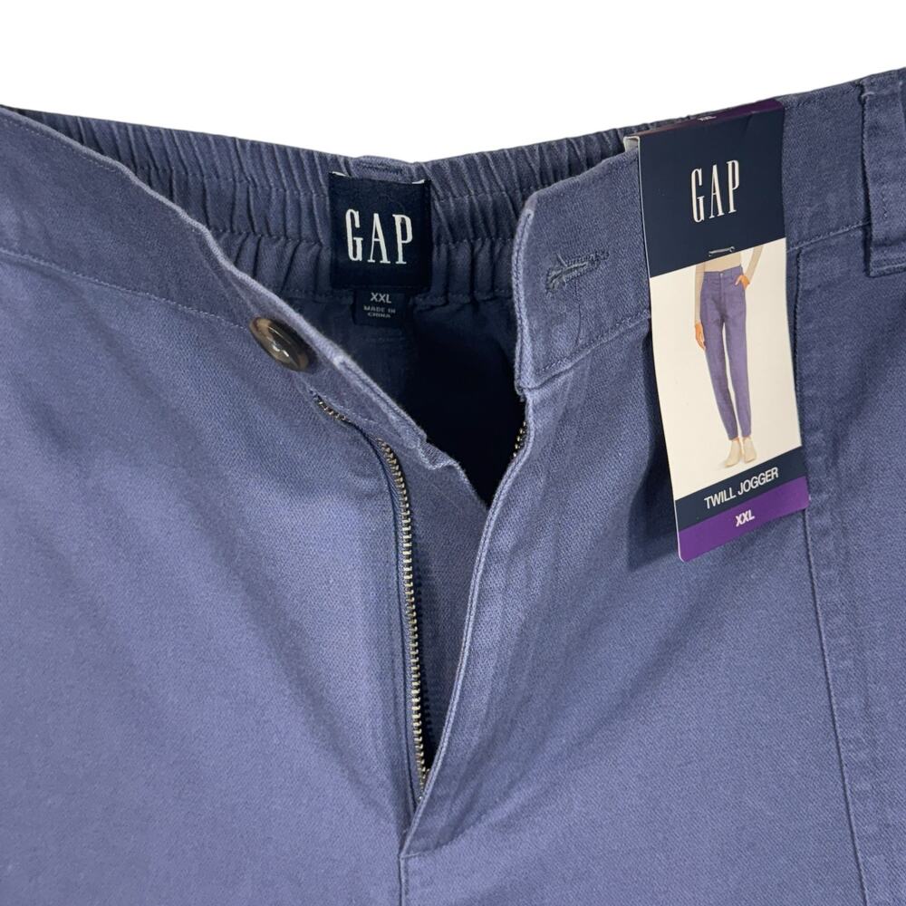 GAP XX-Large Twill Jogger Pants Pockets Zip-Fly Cuffed Hi-Rise Blue Indigo New - Picture 7 of 10